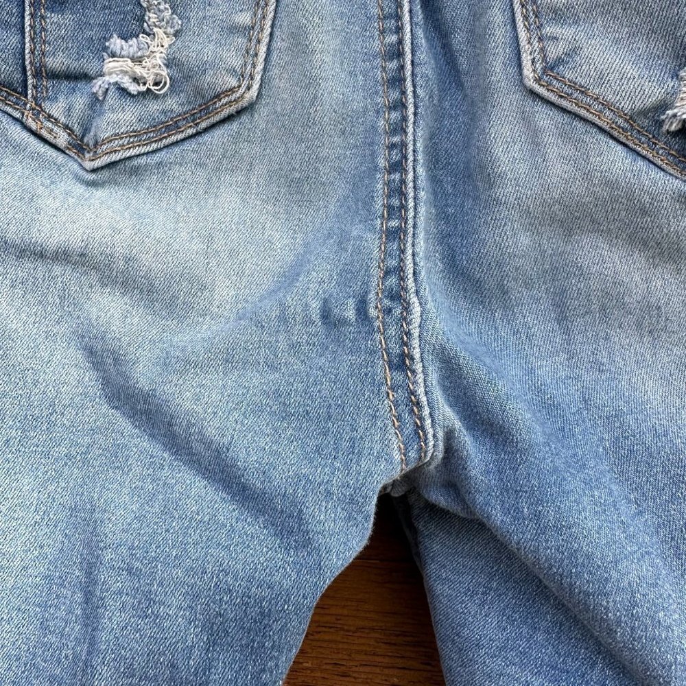 Wax Jeans 'Butt I Love you' Distressed Skinny Mid-Rise Denim Medium Blue Wash - Picture 10 of 13